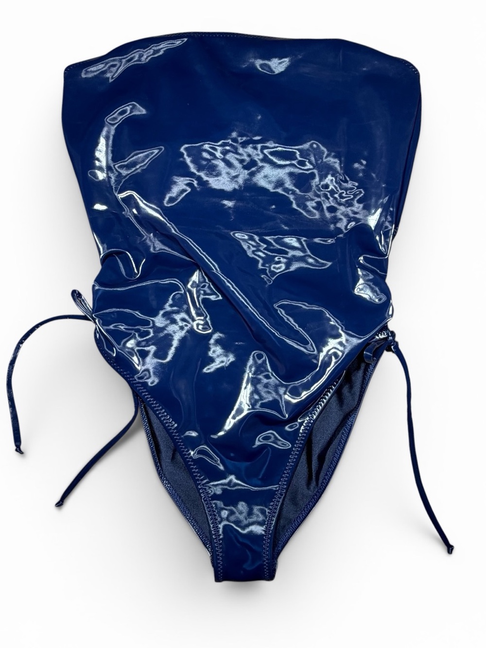NWT WET Swim Kennedy Navy Glossy Strapless One Piece Swimsuit Size M